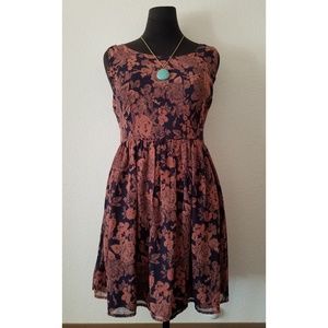 Forever 21+ -Sleeveless, navy and rust print dress
